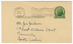 Shoeless Joe Jackson 1950 Autograph on Fan Postcard