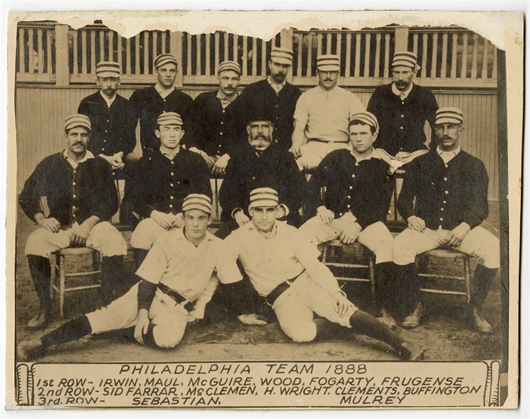 Vintage Photographic Card of the 1888 Philadelphia Phillies