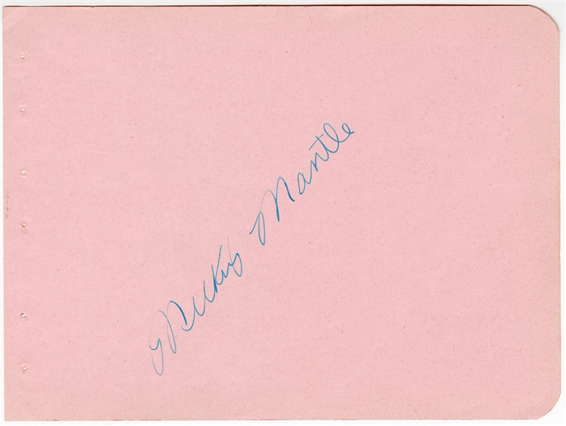 Mickey Mantle Signed Autograph Album Page (JSA)