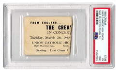 1968 Cream Union Catholic High School 3/26/68 Incredibly Rare Ticket Stub (PSA/DNA Encapsulated)