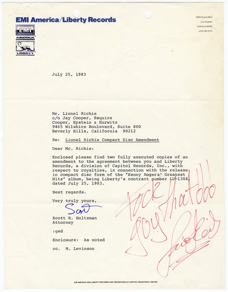 Lionel Richie Signed Letter