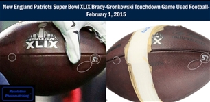 Tom Brady Super Bowl XLIX Used & Signed Touchdown Footballs (Tying & Breaking Joe Montana’s Record) Thrown to Rob Gronkowski and Danny Amendola (Photo-Matched & Player Provenance)