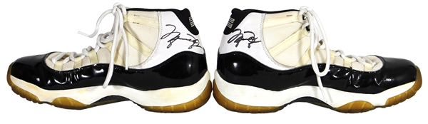 Michael Jordan March 7, 1996 Game-Used & Signed Air Jordan 11s, 53 Points Against Detroit (RGU, JSA & John Salley Collection)