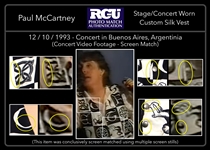 Paul McCartney Owned & Stage Worn Custom Made Vest - Photo-Matched to 12/10/1993 (RGU)