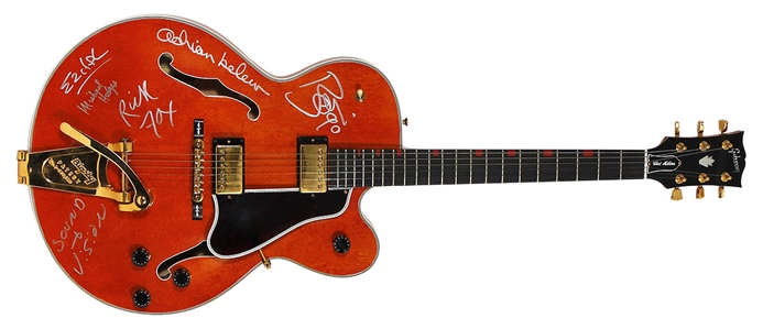 David Bowie 1990 Played & Band Signed Gibson Guitar During “Sound + Visions” Tour (JSA & REAL)
