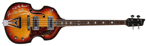 Paul McCartney Played & Beautifully Signed Kingston Bass (JSA & REAL)