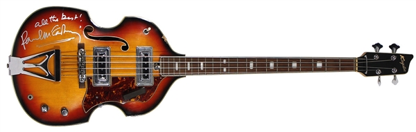 Paul McCartney Played & Beautifully Signed Kingston Bass (JSA & REAL)