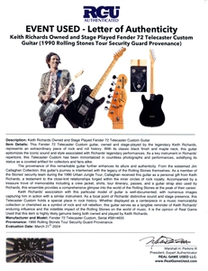 Keith Richards Owned & Stage Played 1978 Fender 72 Telecaster Custom Guitar (RGU)