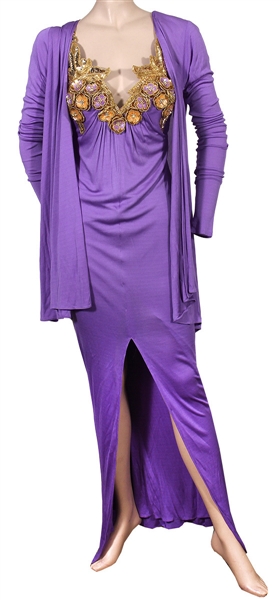 Whitney Houston "Im Your Baby Tonight" World Tour Worn Marc Bouwer Custom Bejeweled Lavender Gown