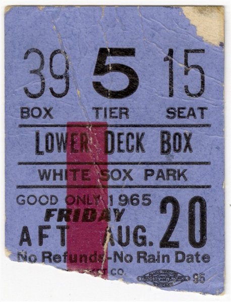 Beatles Original 1965 White Sox Park (Comiskey Park) Concert Ticket