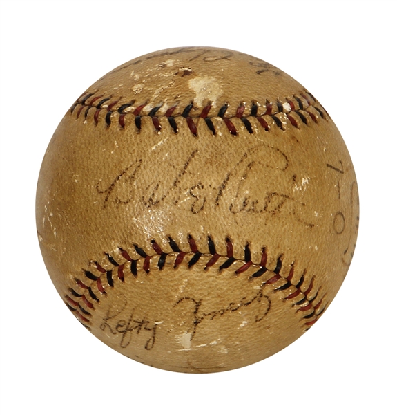 1934 Babe Ruth, Lou Gehrig & Others Multi-Signed Game-Used West Point Baseball Possible Babe Ruth Home Run (JSA & Letter Of Provenance)