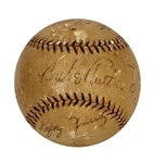 1934 Babe Ruth, Lou Gehrig & Others Multi-Signed Game-Used West Point Baseball Possible Babe Ruth Home Run (JSA & Letter Of Provenance)