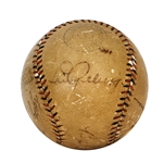1934 Babe Ruth, Lou Gehrig & Others Multi-Signed Game-Used West Point Baseball Possible Babe Ruth Home Run (JSA & Letter Of Provenance)