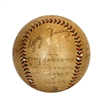 1934 Babe Ruth, Lou Gehrig & Others Multi-Signed Game-Used West Point Baseball Possible Babe Ruth Home Run (JSA & Letter Of Provenance)