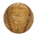 1934 Babe Ruth, Lou Gehrig & Others Multi-Signed Game-Used West Point Baseball Possible Babe Ruth Home Run (JSA & Letter Of Provenance)