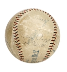 Babe Ruth Career Home Run #217, 7/12/1923 OAL Baseball (Signed by Wally Pipp, Bob Meusel & Joe Bush) Retrieved by White Sox Pitcher Charlie Robertson with Incredible Provenance - (PSA/DNA & MEARS)