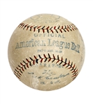 Babe Ruth Career Home Run #217, 7/12/1923 OAL Baseball (Signed by Wally Pipp, Bob Meusel & Joe Bush) Retrieved by White Sox Pitcher Charlie Robertson with Incredible Provenance - (PSA/DNA & MEARS)