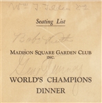 Babe Ruth Signed 1928 World Champions Dinner Seating List (JSA)