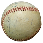 Cy Young & Mickey Mantle Rookie Era Signed Baseball (JSA)