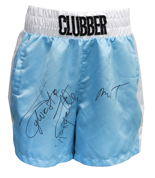 Sylvester Stallone & Mr. T Signed Rocky III “Clubber Lang” Replica Shorts (Beckett Signature Review)