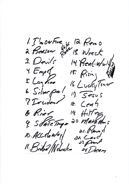 Bruce Springsteen Handwritten Stage Used Set List for 6/6/05 Concert in Rome (REAL)