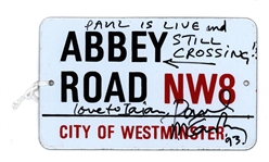 Paul McCartney Signed Original "Abbey Road" Street Nameplate with Incredible “Paul is Live and Still Crossing” Inscription Referring To Iconic Album Cover Photograph! (Caiazzo & JSA)