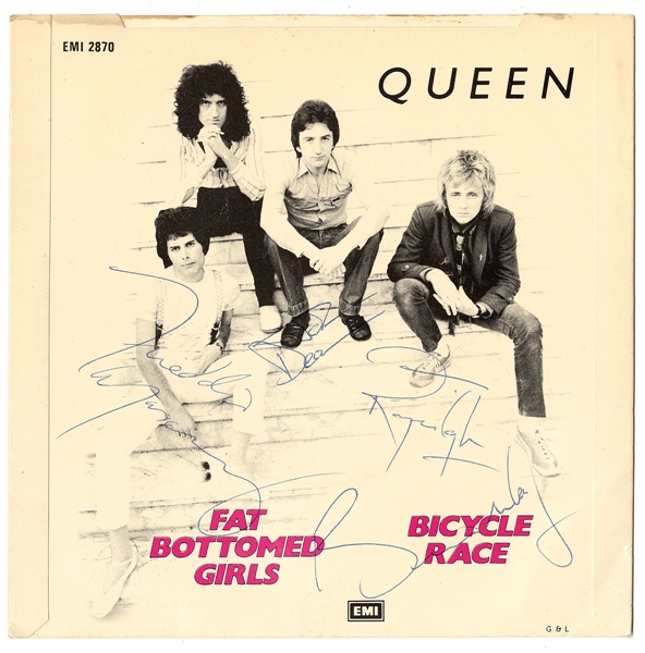 Queen Multi-Signed "Fat Bottomed Girls" Single (REAL)