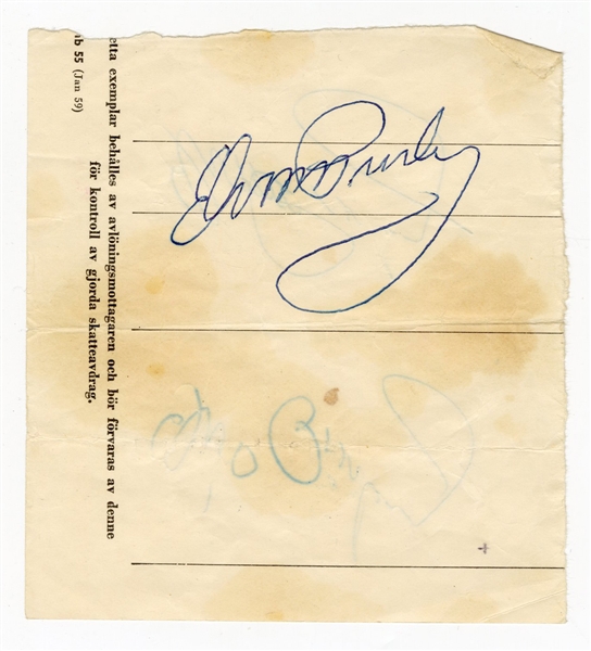 Elvis Presley Three Times Signed Piece of Paper (REAL)