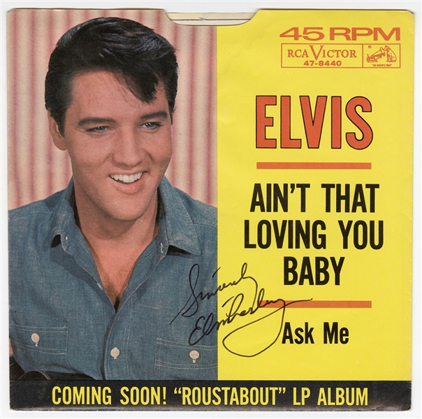 Elvis Presley Vintage "Aint That Loving You Baby" 45 Record with Facsimile Autograph