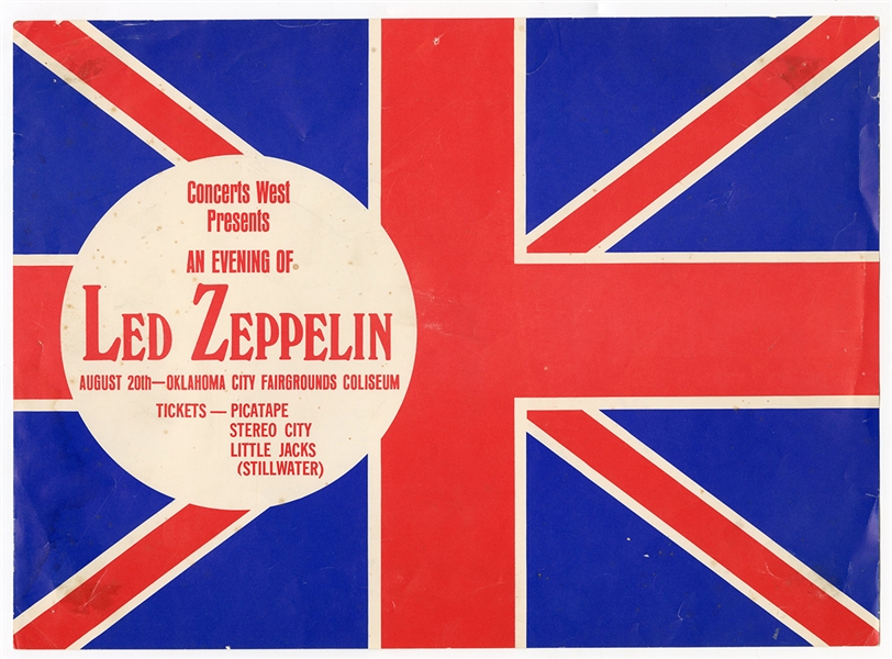 Led Zeppelin Original 8/20/1970 Concert Flyer