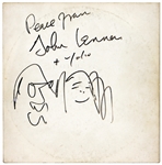 John Lennon 1969 Montreal Bed-In Signed Drawing on the Cover of The Beatles "White Album"  (Caiazzo) 