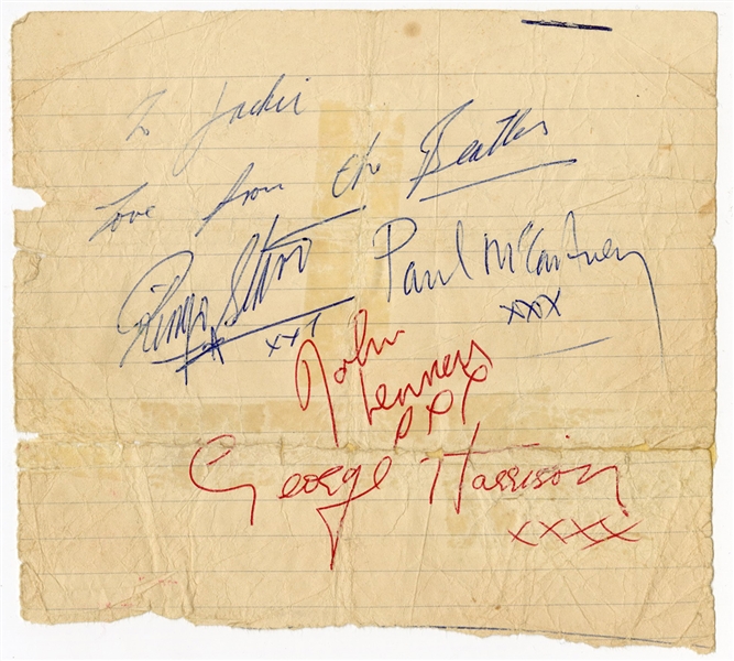 The Beatles Extremely Rare Set Of All Four Autographs Circa 1962 (JSA)