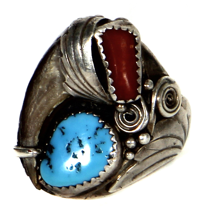 Lot Detail Jimi Hendrix Stage Worn Owned Ornate Turquoise Coral and Silver Ring