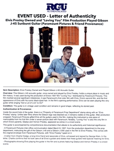 Elvis Presley Owned and Loving You Film Production Used Gibson J-45 Sunburst Guitar (RGU)