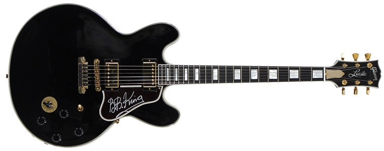 B.B. King Played & Signed 2005 Gibson Lucille Guitar with Stage Used & Signed Microphone (JSA)