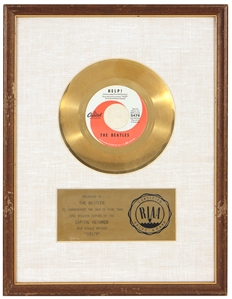 The Beatles “Help” RIAA White Matte 45 Award Presented to The Beatles