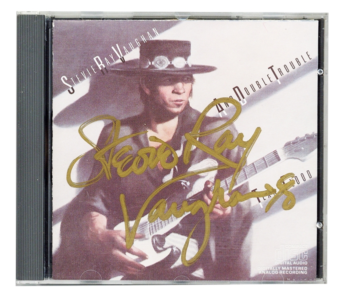 Stevie Ray Vaughan Signed “Texas Flood” CD Cover (REAL)