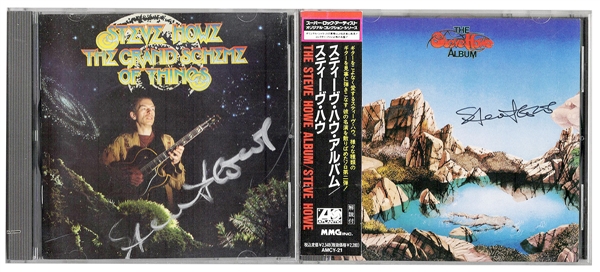 Steve Howe Signed “The Steve Howe Album” & “The Grand Scheme of Things” CD Covers (2)