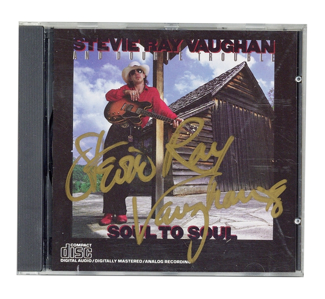 Stevie Ray Vaughan Signed “Soul to Soul” CD Cover (REAL)
