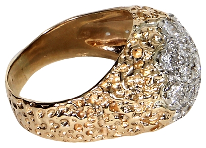 Elvis Presley Owned and Worn 14kt Gold & Diamond Nugget-Style Ring (RGU)