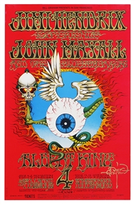 Jimi Hendrix Original Fillmore West/Winterland 1968 Concert Poster Signed by Rick Griffin