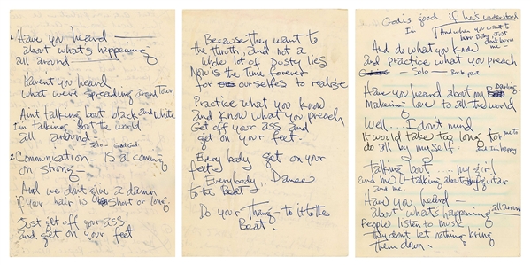 Jimi Hendrix 1970 “Straight Ahead” Handwritten Working Lyrics (REAL)
