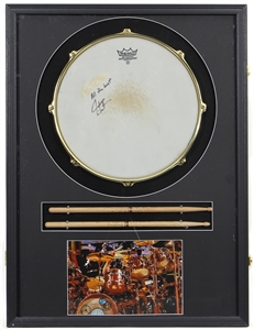 Rush Neil Peart Stage Played & Signed 14” Snare Drum From 2010 Time Machine Tour with Stage Used Drumsticks (REAL)