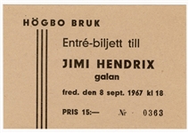 Rare Jimi Hendrix Concert Ticket Dated Sept. 8, 1967