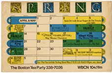 Spring 1969 Boston Tea Party Calendar Poster with Jethro Tull & Ten Years After