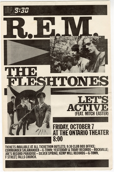 R.E.M Original October, 7 1983 Concert Poster At the Ontario Theatre