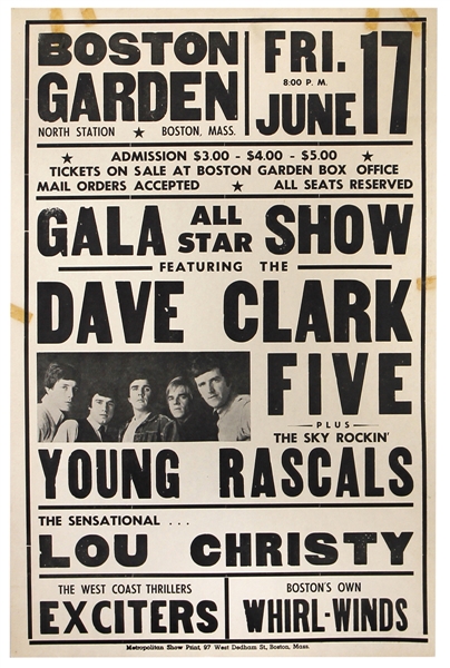 Dave Clark Five 1966 Boston Garden Concert Poster