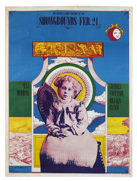 Cream Original February 24, 1968 Concert Poster at Santa Barbara’s Earl Warren Showgrounds