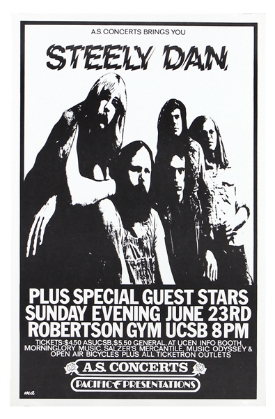Steely Dan 1974 Original Concert Poster at the Robertson Gym At UCSB