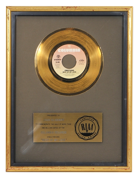 The Emotions “Best of My Love” RIAA Single Record Award